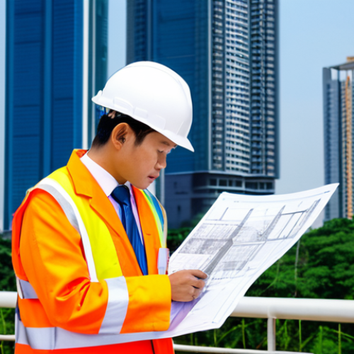 **

"A Thai architect, fully clothed in professional attire, reviewing blueprints on a construction site in Bangkok. Modern high-rise buildings in the background. Safe for work, appropriate content, perfect anatomy, natural proportions, high-resolution, professional."

**