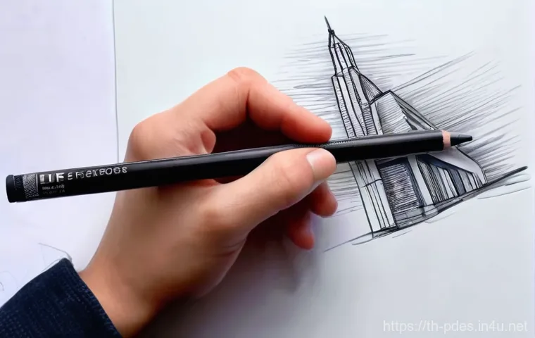 제품디자인 자격증 실기 도구 준비 - 7mm) neatly arranged in a pencil holder, alongside a soft eraser and a precision eraser stick. A han...